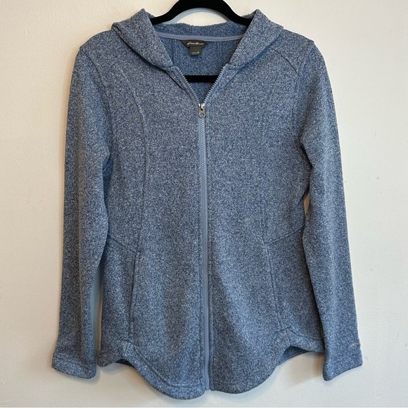Eddie Bauer Jackets & Blazers - Eddie Bauer Fleece Full Zip Hooded Jacket Blue Women's Size Medium M Soft Knit